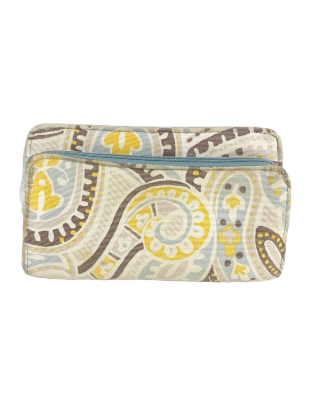 Thirty-One Gifts Free To Be Soft Wallet Parisian Garden Pattern Zip Around 🩵💛